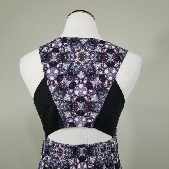 BCBGeneration Y2K Mini Dress XS Sleeveless Knit Cutout Blue Fog Kaleidoscope - Picture 4 of 12